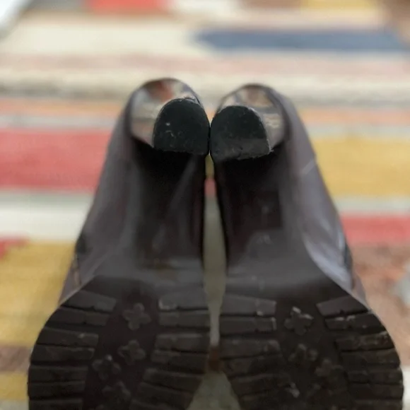 Genuine leather brown high-heeled booties size 39EU (8.5 US) - Picture 10 of 14